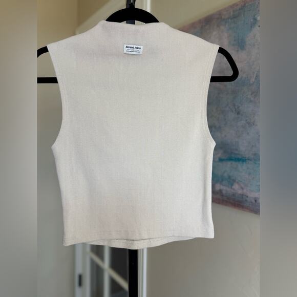 New Abrand Heather Icon Mock Neck Tank Top Clay Tan Size Small Sleeveless Ribbed - Picture 4 of 7